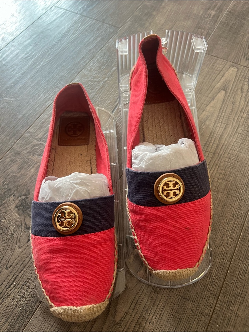 Tory Burch Hot Pink Canvas Espadrille Flat with Jute Insole